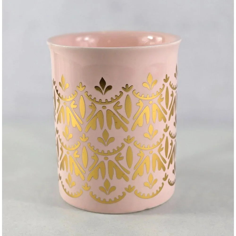 Pinky Up Ceramic Mug Glossy Pink with Gold Accent 14 Fluid Ounce Elegant